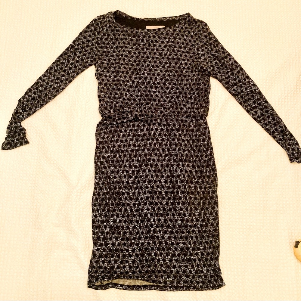 Loft black and white polka dot dress small